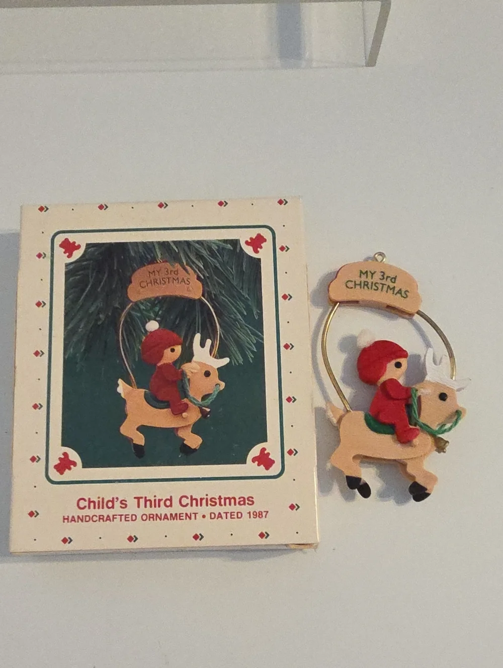 Vintage 1987 Hallmark Keepsake My 3rd Christmas Rocking Reindeer Ornament